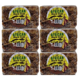 Infinix 100% Natural African Black Soap, Handmade in Ghana, Raw Soap Bar with Shea Butter, Coconut Oil & Honey, For Dark Spots & Dry Skin, Face & Body, Gentle, Moisturizing, Vegan, 6pcs (6.5 lb)