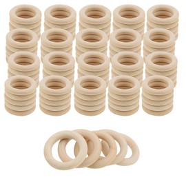 MUKCHAP 100 PCS 55mm Unfinished Wooden Rings, Natural Wood Macrame Rings, Pendant Connectors Wood Loop Curtain Rings for Arts & Crafts, Jewellery Making