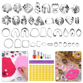EEEKit Polymer Clay Schneidewerkzeug-Set, 76-teilig aus Edelstahl mit Kreisausstechern und Buchstabenstempeln für Ohrschmuckherstellung
