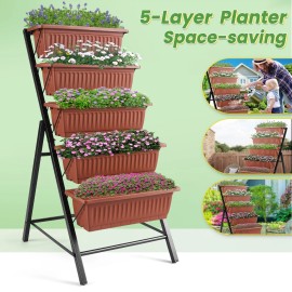 SEJOV Vertical Raised Garden Bed Stand Elevated Vegetables w/5 Container Planter Boxes