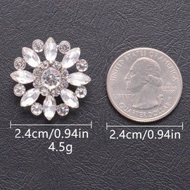 Jerler 10 Pcs 24MM Rhinestone Buttons Crystal Embellishments Sew on Clothing Buttons for Decoration and DIY (Crystal-Silver, 24mm/0.94 inch)