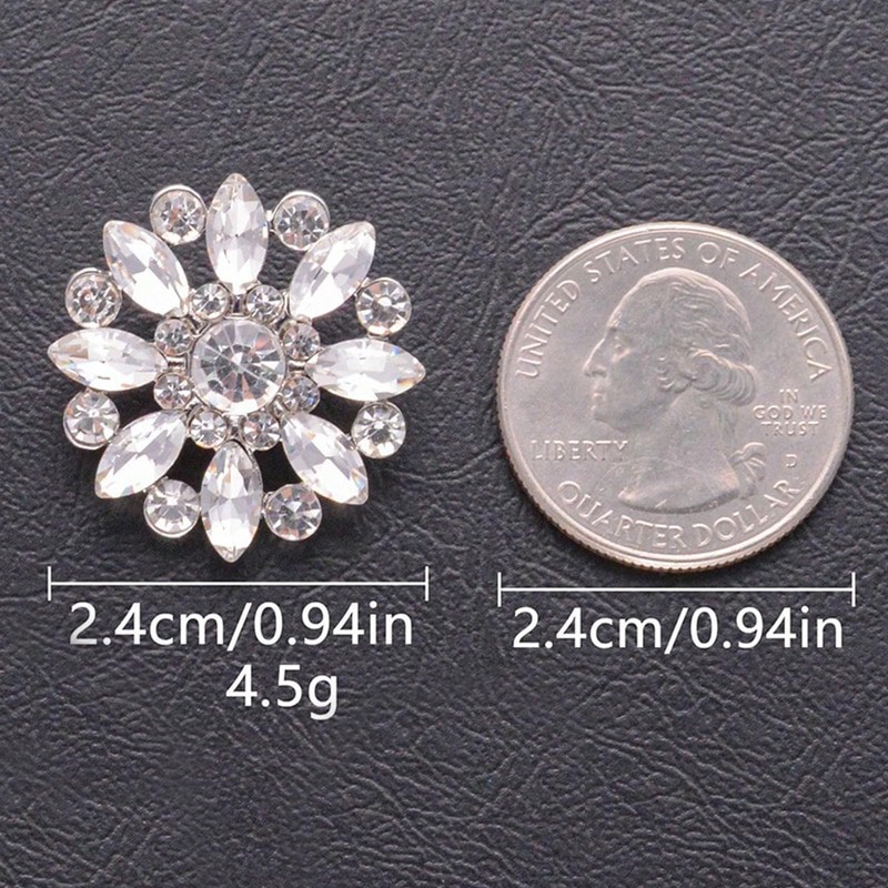 Jerler 10 Pcs 24MM Rhinestone Buttons Crystal Embellishments Sew on