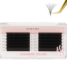 KIARA SKY LASH Cashmere Volume Lash Extensions | Premium Cashmere Lash Extensions | Soft Semi-matte natural finish | For Professional Eyelash Extensions Use Only | Black, (D-0.03-14MM)