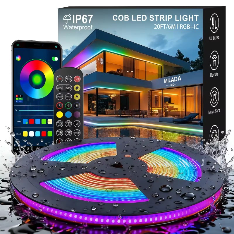 COB LED Strip Lights Light Strings Plastic RGB Smart IP65