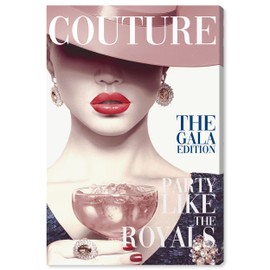 Wynwood Studio Fashion and Glam Modern Canvas Art - Cover Model Couture I, Wall Art for Living Room, Bedroom, and Bathroom, 16 in x 24 in, Pink and White Home Decor