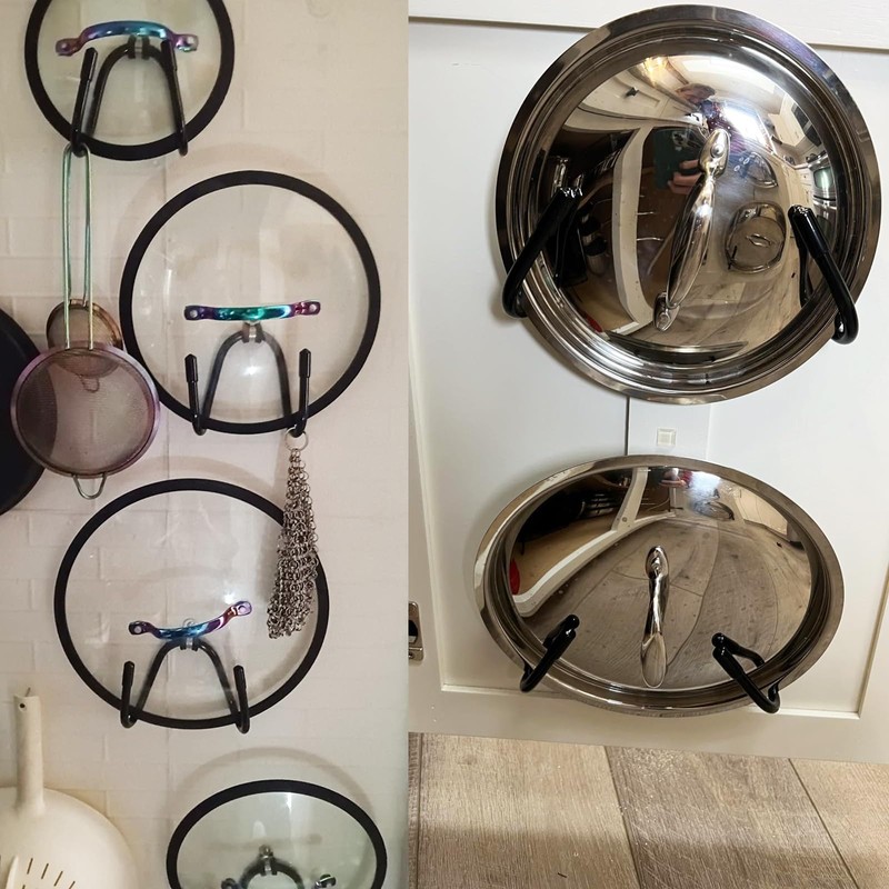 2 Pack Pot Lid Organizer Rack, Black Pot Lids Holder