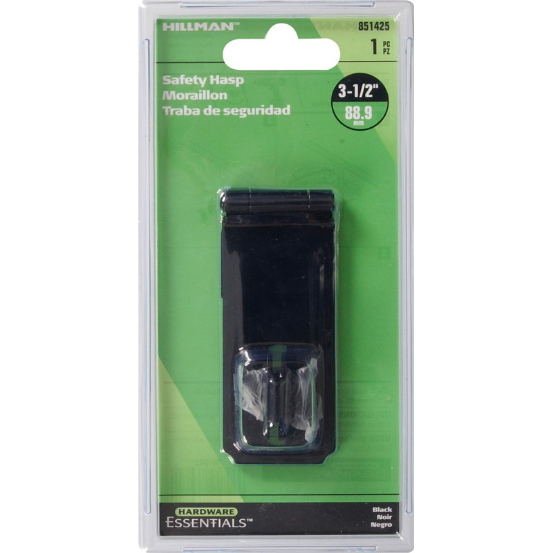 Hillman Hardware Essentials 851425 Fixed Staple Safety Hasp Black 3-1/2"