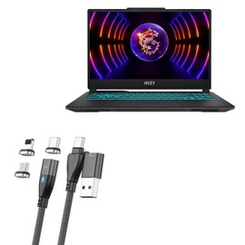 BoxWave Cable Compatible with MSI Cyborg 15 A13VE-218US - MagnetoSnap PD AllCharge Cable (100W), Magnet PD 100W Charging Cable USB Type-C Micro USB for MSI Cyborg 15 A13VE-218US - Jet Black