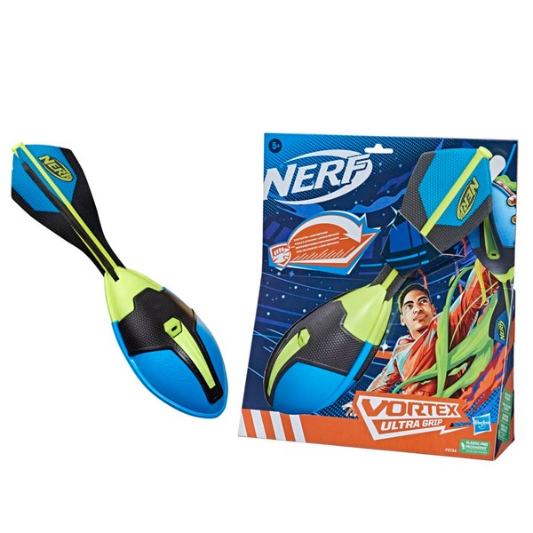 Nerf Vortex Ultra Grip, Ballon de Football Facile à Attraper, siffle en Volant, empennage optimisé pour la Distance Multicolore