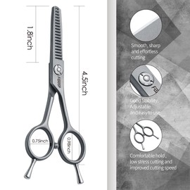 FOGOSP 4.5" Thinning Shears for Dogs Grooming Face with Safety Round Tip for Small Dogs Face Paw Ears Trimmer Professional Small Cat Grooming Scissors (4.5" Blender, Gray)