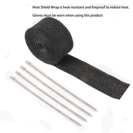HTBCCHB High Performance 28MM Exhaust Muffler Silencer Head Pipe Set with Heat Wrap for Chinese 70cc 110cc 125cc SSR Taotao SDG Coolster Apollo XR50 CRF50 Dirt Pit Bike (Gold)