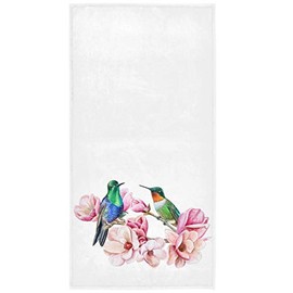 Pfrewn Hummingbirds Magnolia Hand Towels 16x30 in Spring Summer Floral Branch Exotic Birds Flower Bathroom Towel Small Bath Towel Kitchen Dish Guest Towel Decorations for Hand Face Gym Spa Bathroom