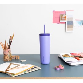 LifeStraw Go Series Tumbler – Double Wall Insulated Stainless Steel Water Filter, Thistle Purple, Designed for Everyday Use, Removes Bacteria, Parasites, Microplastics, and Improves Taste