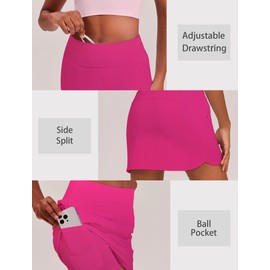 PINSPARK Golf Skirts for Women High Waisted Tennis Skort Skirts with 3 Pockets A Line Athletic Skirt Pickleball Workout, Hot Pink XL
