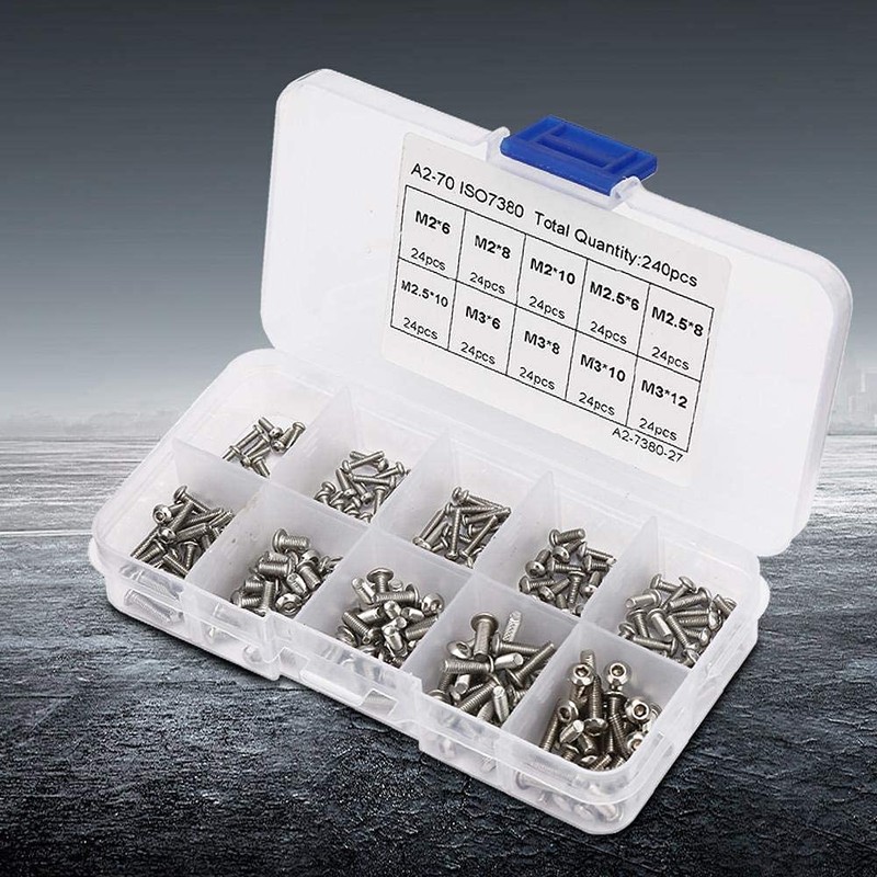 240pcs M2 M2.5 M3 Stainless Steel Hex Socket Screws with