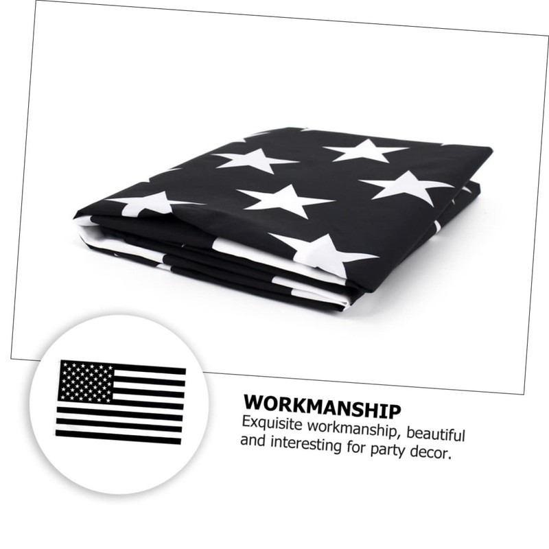 Sosoport 1pc American Flag Garden Banner Decoration Black White Stripe