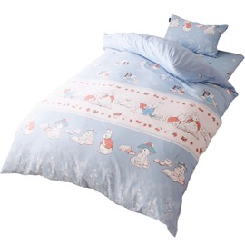 Merry Night Peter Rabbit (TM) Duvet Cover, Baby Blue, Approx. 59.1 x 82.7 inches (150 x 210 cm), Single Long, Easy to Put in and Take Out Easy, 8 Fasteners on One Side, 8 Positions of Ties to Prevent