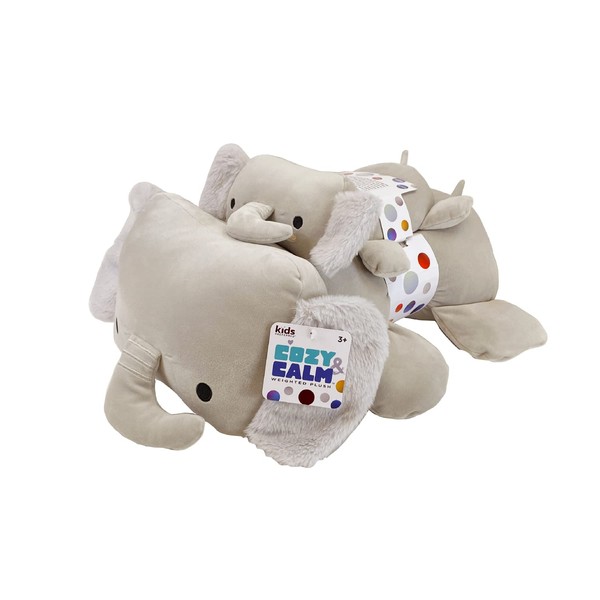 KIDS PREFERRED Cozy & Calm Weighted Plush Stuffed Animal and Pillow Set - Elephant, Multicolor