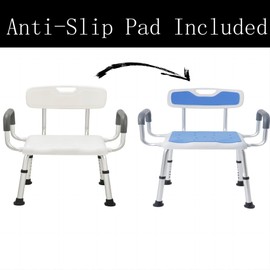 King Mills Plus Size Extra Wide Shower Chair for Elderly and Disabled with Anti-Slip Pads, Silla para Baño Adulto Mayor, Ideal for Seniors, Big & Tall Person. 150kg Weight Capacity.