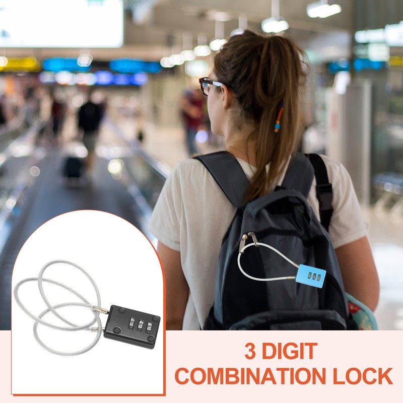 PATIKIL 3 Digit Cable Combination Lock, 2 Pcs Cable Lock