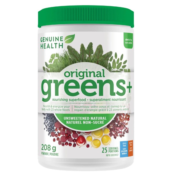 Genuine Health Greens+ Powder, 23 Alkaline Forming Whole Foods, Unsweetened