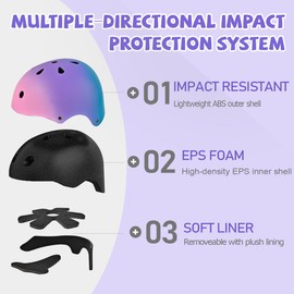PIPIZHU Kids Toddler Bike Helmet Color Gradient, Boys Girls Child Skateboard Helmet for Kids 3-5-8-14+Riding Scooter Inline skatings Longboard Roller Skate (M)