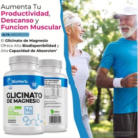 BioHerb Glicinato de Magnesio 500 mg de Maxima Absorcion 100% Puro (180 Capsulas Para 6 Meses) [1 Capsula 500mg /Dia] | [Alta Biodisponibilidad] - | Magnesio de Alta Absorcion | Formula de Grado Farmaceutico | Calidad Suprema | Practica Dosificacion | - Glicinato Blends - BioHerb