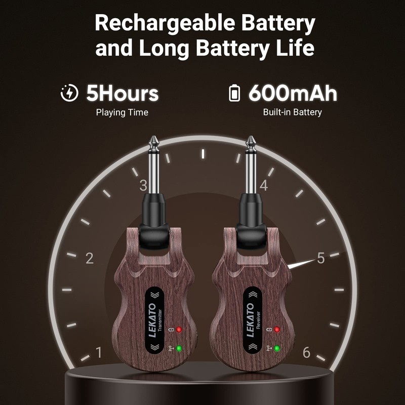 LEKATO Wireless Guitar System 5.8 Wireless Guitar Transmitter Receiver Rechargeable