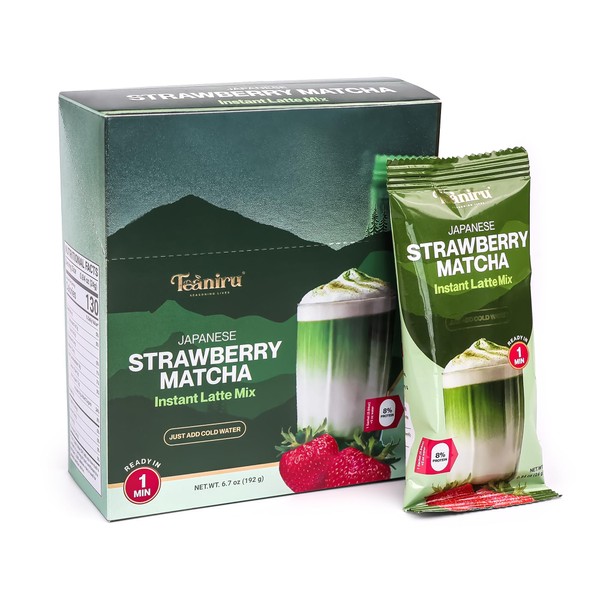 Teaniru, Japanese Strawberry Matcha - Instant Latte in Sachets |