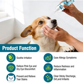 120ml Gotas para Ojos de Mascotas,Alivio Calmante para Gatos y Perros,Ingredientes Naturales para un Tratamiento Seguro y Eficaz de Ojos Secos e Irritación, Fácil de Usar con Gotero