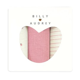 Pack of 3 muslin muslin cloths, blush/ribbons/rosegarden