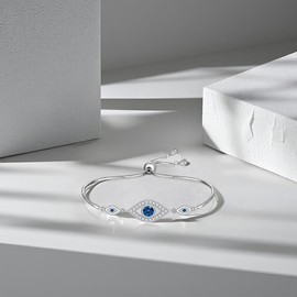 Talonior Evil Eye Bracelets for Women 925 Sterling Silver Blue Greek Evil Eye Bracelet Jewelry Gifts