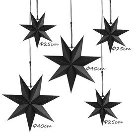 Christmas Folding Star, 7-Point Folding Stars Pack of 5, Paper Stars for Window Decoration, Advent, Christmas Tree