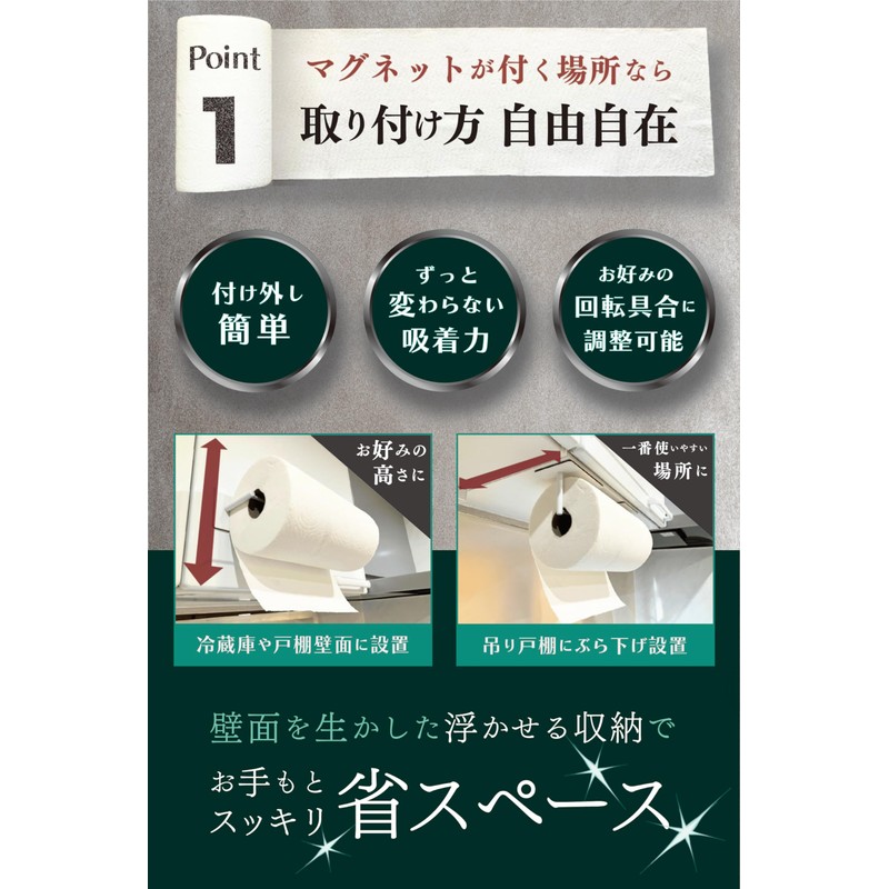 BLOOOOM Kitchen Paper Holder Magnet Strong Refrigerator Hook with One