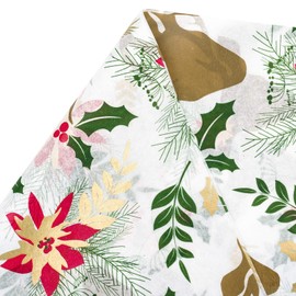 WRAPAHOLIC Christmas Wrapping Tissue Paper - 25 Sheets Antlers with Holly Design Paper Bulk for Xmas Packing, DIY Crafts - 19.7x27.5 inch