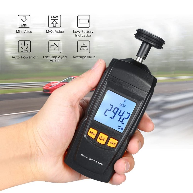 BOWONG Digital Contact Tachometer Handheld Tach RPM Tester Machine Rotate