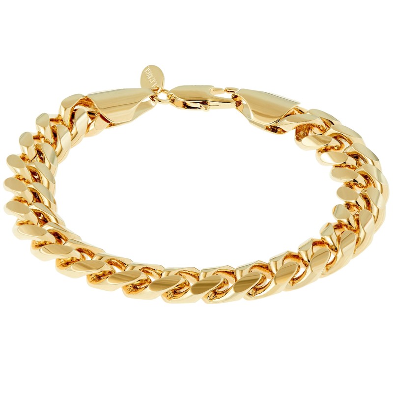 LIFETIME JEWELRY 11mm Miami Curb Cuban Link Chain Bracelet 24k