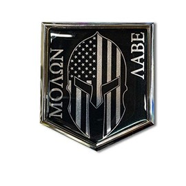 Molon Labe Domed Chrome Emblem Metallic 3D Sticker 2"x 2.25" Come and Take It