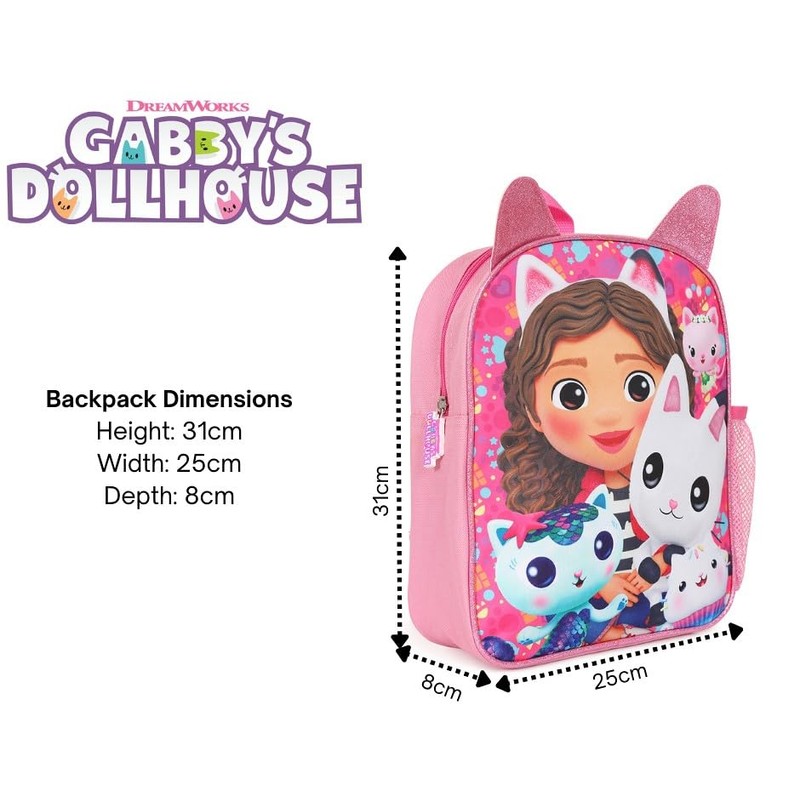 Gabby's Dollhouse Backpack, Kids Backpack, Schoolbag, Rucksack Pink