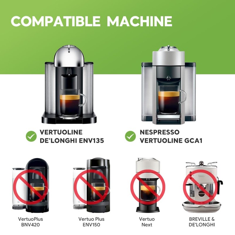 Stainless Steel Reusable NespressoV ertuo Pod Compatible with GCA1, BENFUCHEN