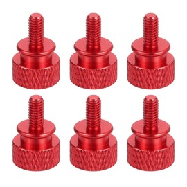 sourcing map 6Pcs M4x0.7mm Aluminum Thumb Screws, 12x18mm(ODxH) Computer Case Thumb Screws for PC Side Panel Motherboard Mounting Screw, Red