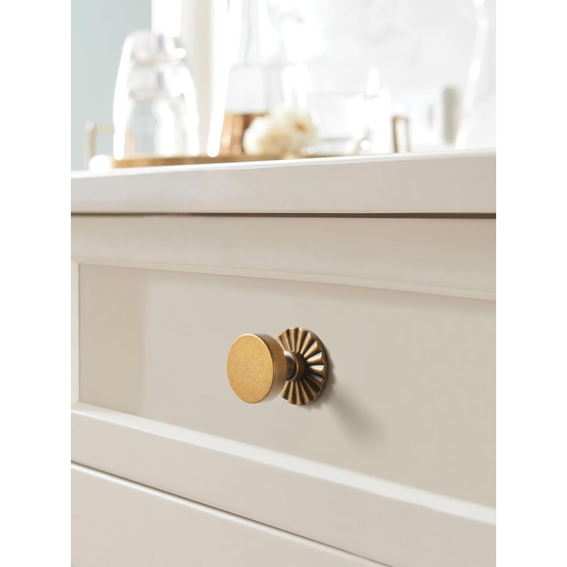 Goo-Ki 6 Pack Cabinet Knobs Antique Brass Drawer Knobs with