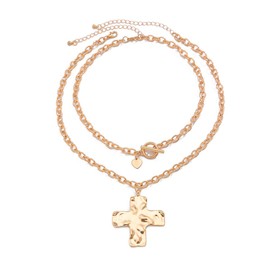 Chunky Cross Necklace for Women Dainty Gold Cross Necklace Chunky Gold Cross Pendant Necklace Statement Necklace for Women Faith Jewelry (Golden, One size)