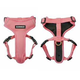 DJANGO Adventure Dog Harness – Comfortable, Durable, and Reflective Neoprene Dog Harness for Outdoor Adventures and Everyday Wear – Adjustable Design with Solid Brass Hardware (Small, Quartz Pink)