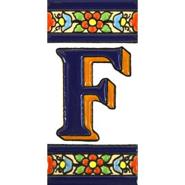 House letters 4 inch. Handpainted house letter tiles for signs, addresses and names. Address numbers for houses. House address numbers and letters. Design FLORES MEDIANO 4,29" x 2,13" (LETTER F)