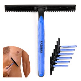 Razorba GOAT Wide Disposable Double Razor with Aloe Moisture Strip for Back Hair Shaving and Body Shaving, 6 Count