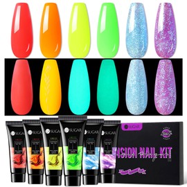 UR SUGAR Polygel Set Colours, 6 Colours Poly Extension Gel Nails Set, Poly Nail Gel Tubes, Nail Extension Builder Gel for Nails, Nail Set, Cutter Extension Building Nail