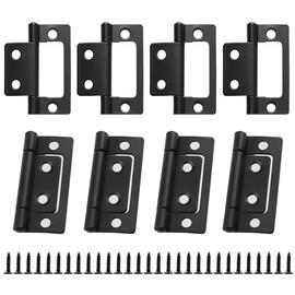 MARRTEUM 8 Pieces 2 Inch Non Mortise Door Hinge, Black Bifold Butt Cabinet Hinges with Screws for Cabinet Wardrobe, Window, Furnitures, Wooden Boxes
