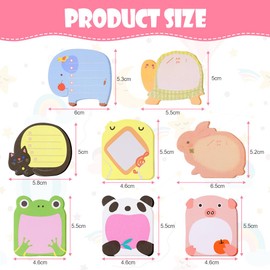 OFFCUP Cartoon Animal Sticky Notes, 32 Pack Cute Sticky Notes Set, 640pcs Sticky Notes for Party Bags Cartoon Message Note for School Office Memo Pupils Children Gifts Party Bags Filler,8 Animals