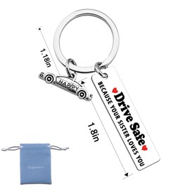 Drive Safe Keychain Best Birthday Gifts for Brother from Sisters I Love You for Brothers